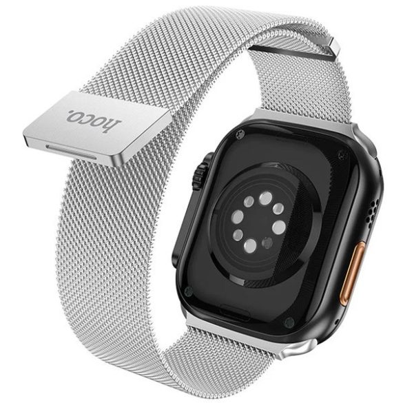 Apple Watch 4-6, SE, SE (2022) (38 / 40 mm) / Watch 7-9 (41 mm) / Watch 10 (42 mm), fém pótszíj, mágneses zár, milánói stílus, Hoco AS101, ezüst