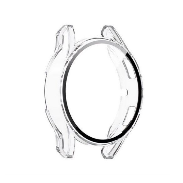 Samsung Galaxy Watch 4 / 5 / 6 / FE (40 mm), Műanyag védőkeret, kijelzővédő üveggel, közepesen ütésálló, szíj nélkül, átlátszó
