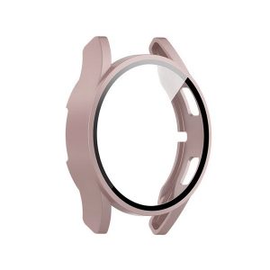 Samsung Galaxy Watch 4 / 5 / 6 / FE (40 mm), Műanyag védőkeret, kijelzővédő üveggel, közepesen ütésálló, szíj nélkül, rózsaszín