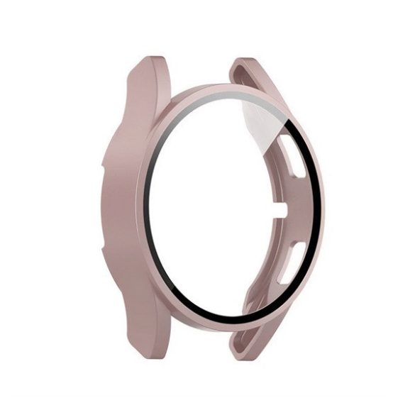 Samsung Galaxy Watch 4 / 5 / 6 / FE (40 mm), Műanyag védőkeret, kijelzővédő üveggel, közepesen ütésálló, szíj nélkül, rózsaszín