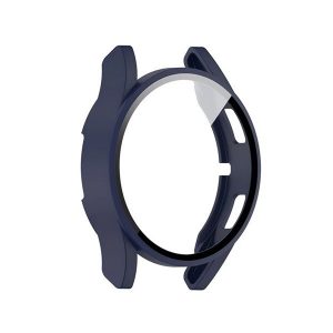 Samsung Galaxy Watch 4 / 5 / 6 / FE (40 mm), Műanyag védőkeret, kijelzővédő üveggel, közepesen ütésálló, szíj nélkül, sötétkék