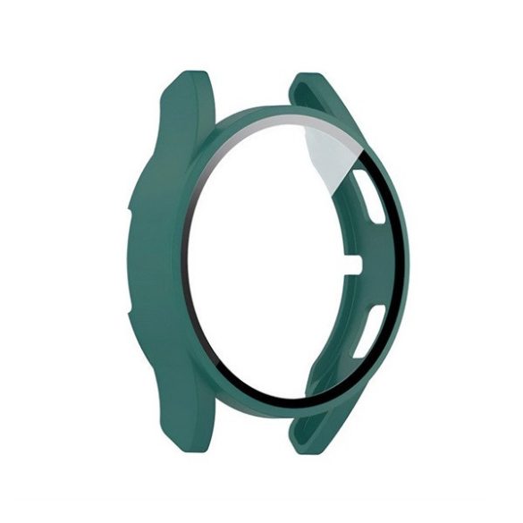 Samsung Galaxy Watch 4 / 5 / 6 / FE (40 mm), Műanyag védőkeret, kijelzővédő üveggel, közepesen ütésálló, szíj nélkül, sötétzöld