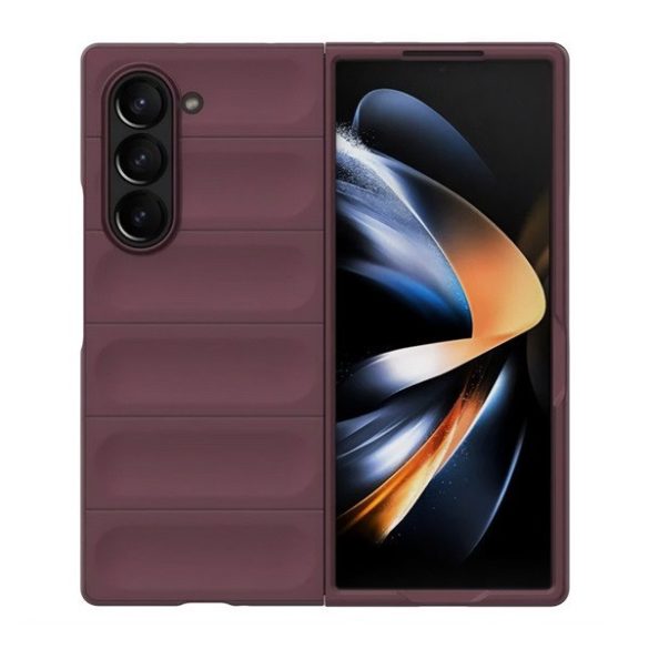 Samsung Galaxy Z Fold6 SM-F956B, Műanyag hátlap védőtok, közepesen ütésálló, 3D minta, bordó