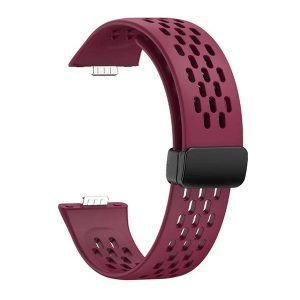 Huawei Watch Fit 3, szilikon pótszíj, lyukacsos, légáteresztő, bordó