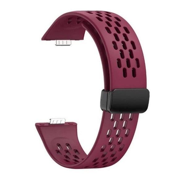 Huawei Watch Fit 3, szilikon pótszíj, lyukacsos, légáteresztő, bordó