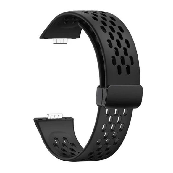 Huawei Watch Fit 3, szilikon pótszíj, lyukacsos, légáteresztő, fekete