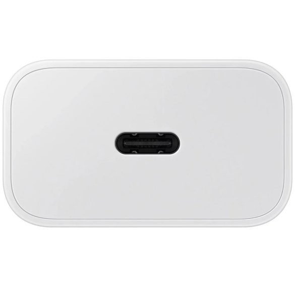 Hálózati töltő adapter, 25W, USB Type-C aljzat, USB Type-C - USB Type-C kábellel, PD, PDO / PPS, GaN, gyorstöltés, Samsung, fehér, gyári