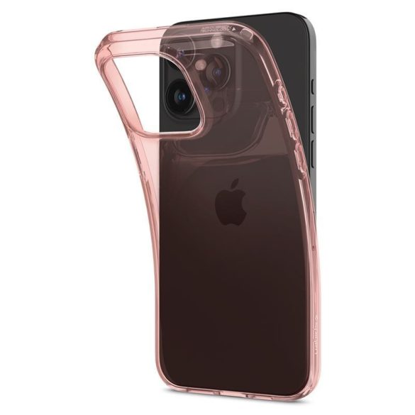 Apple iPhone 15 Pro Max, Szilikon tok, Spigen Crystal Flex, átlátszó/vörösarany