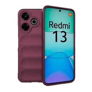 Xiaomi Redmi 13 4G / Note 13R / Poco M6 4G, Szilikon tok, közepesen ütésálló, 3D minta, bordó