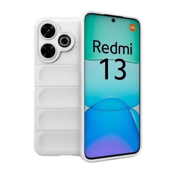 Xiaomi Redmi 13 4G / Note 13R / Poco M6 4G, Szilikon tok, közepesen ütésálló, 3D minta, fehér