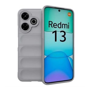 Xiaomi Redmi 13 4G / Note 13R / Poco M6 4G, Szilikon tok, közepesen ütésálló, 3D minta, világosszürke