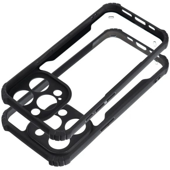 Huawei Nova 11 SE / 12 SE, Szilikon tok, közepesen ütésálló, légpárnás sarok, akril hátlap, Anti-Drop Case, átlátszó/fekete