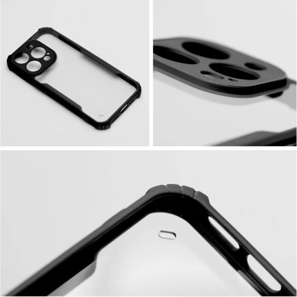 Huawei Nova 11 SE / 12 SE, Szilikon tok, közepesen ütésálló, légpárnás sarok, akril hátlap, Anti-Drop Case, átlátszó/fekete