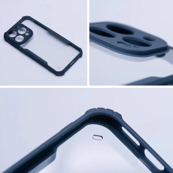 Huawei Nova 11 SE / 12 SE, Szilikon tok, közepesen ütésálló, légpárnás sarok, akril hátlap, Anti-Drop Case, átlátszó/sötétkék