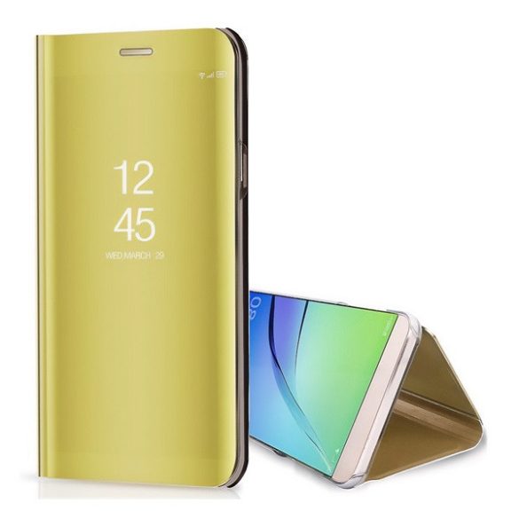 Samsung Galaxy Z Fold6 SM-F956B, Oldalra nyíló tok, hívás mutatóval, Smart View Cover, arany (utángyártott)