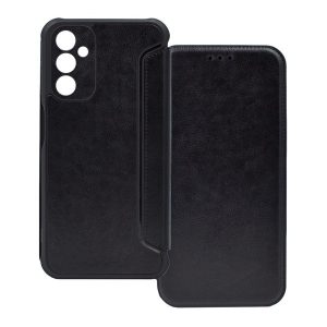 Samsung Galaxy A15 4G / A15 5G SM-A155F / A156B, Oldalra nyíló tok, közepesen ütésálló, bőrhatású, fekete