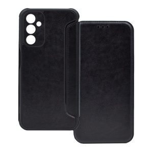 Samsung Galaxy A25 5G SM-A256B, Oldalra nyíló tok, közepesen ütésálló, bőrhatású, fekete