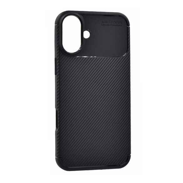 Apple iPhone 16 Plus, Szilikon tok, közepesen ütésálló, légpárnás sarok, karbon minta, fekete