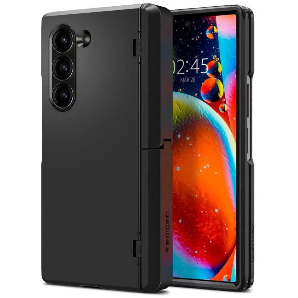 Samsung Galaxy Z Fold6 SM-F956B, Műanyag hátlap védőtok, közepesen ütésálló, zsanérvédő és kitámasztó, Ceruza tartó, Spigen Tough Armor Pro "P", fekete