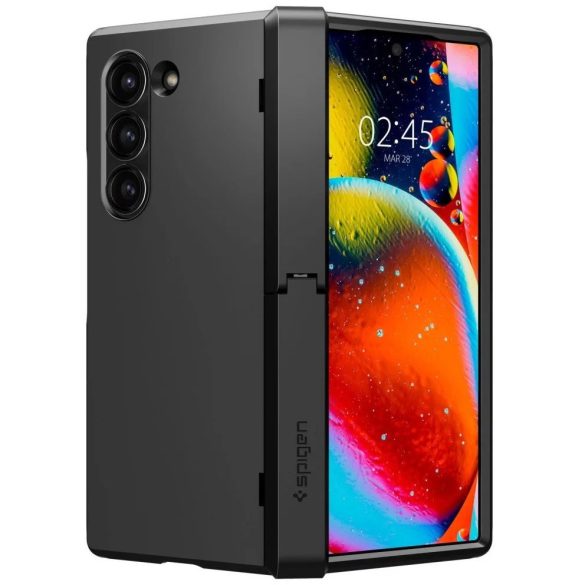 Samsung Galaxy Z Fold6 SM-F956B, Műanyag hátlap védőtok, közepesen ütésálló, zsanérvédő és kitámasztó, Ceruza tartó, Spigen Tough Armor Pro "P", fekete