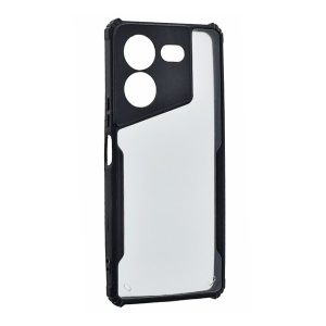 Realme 12x, Szilikon tok, közepesen ütésálló, légpárnás sarok, akril hátlap, Anti-Drop Case, átlátszó/fekete