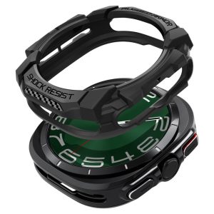 Samsung Galaxy Watch Ultra (47mm) SM-L705, Szilikon védőkeret, ütésálló, szíj nélkül, Spigen Rugged Armor, fekete