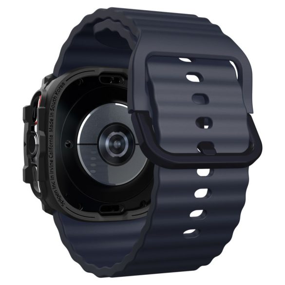 Samsung Galaxy Watch Ultra (47mm) SM-L705, Szilikon védőkeret, ütésálló, szíj nélkül, Spigen Rugged Armor, fekete