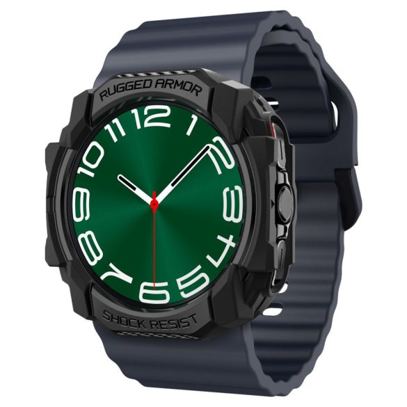 Samsung Galaxy Watch Ultra (47mm) SM-L705, Szilikon védőkeret, ütésálló, szíj nélkül, Spigen Rugged Armor, fekete