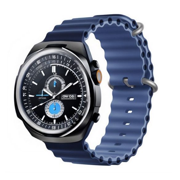 Apple Watch 4-6, SE, SE (2022) (42 / 44 mm) / Watch 7-9 (45 mm) / Watch 10 (46 mm) / Watch Ultra 1-2 (49 mm), szilikon pótszíj, állítható, hullámos kialakítás, kétszínű, Devia Sport6, sötétkék/kék