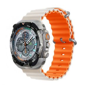 Apple Watch 4-6, SE, SE (2022) (42 / 44 mm) / Watch 7-9 (45 mm) / Watch 10 (46 mm) / Watch Ultra 1-2 (49 mm), szilikon pótszíj, állítható, hullámos kialakítás, kétszínű, Devia Sport6, barna/narancssárga