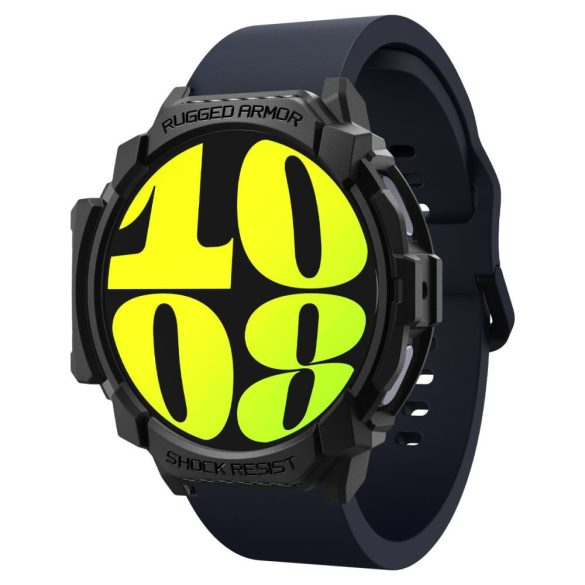 Samsung Galaxy Watch 7 (44 mm) SM-L310 / L315, Szilikon védőkeret, ütésálló, szíj nélkül, Spigen Rugged Armor, fekete