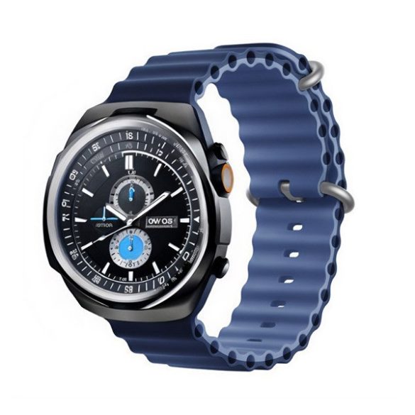 Apple Watch 4-6, SE, SE (2022) (38 / 40 mm) / Watch 7-9 (41 mm) / Watch 10 (42 mm), szilikon pótszíj, állítható, hullámos kialakítás, kétszínű, Devia Sport6, sötétkék/kék