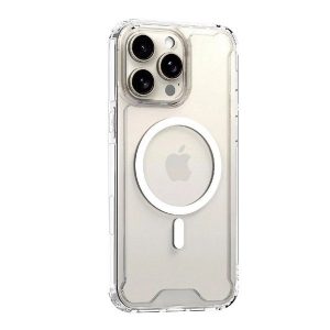 Apple iPhone 16 Pro, Szilikon tok, közepesen ütésálló,  légpárnás sarok, Magsafe kompatibilis, átlátszó