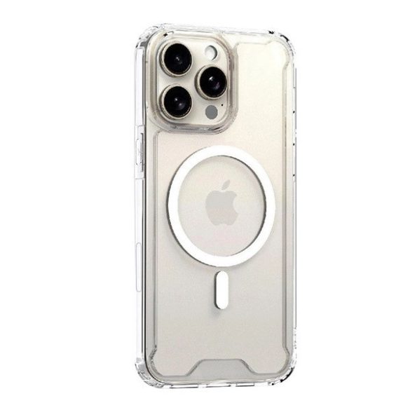 Apple iPhone 16 Pro, Szilikon tok, közepesen ütésálló,  légpárnás sarok, Magsafe kompatibilis, átlátszó