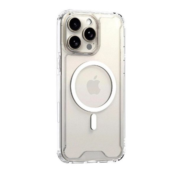 Apple iPhone 16 Pro Max, Szilikon tok, közepesen ütésálló,  légpárnás sarok, Magsafe kompatibilis, átlátszó