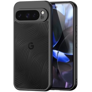 Google Pixel 9 Pro XL, Műanyag hátlap védőtok + szilikon keret, hullám minta, Dux Ducis Aimo, áttetsző/fekete