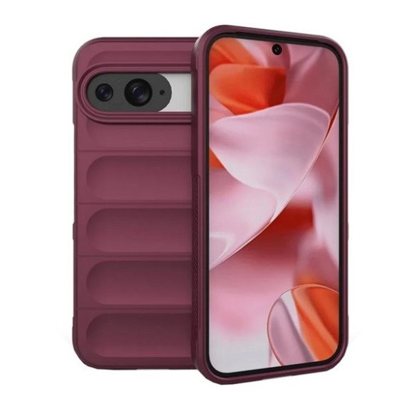 Google Pixel 9 / 9 Pro, Szilikon tok, közepesen ütésálló, 3D minta, bordó