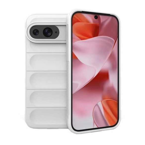 Google Pixel 9 / 9 Pro, Szilikon tok, közepesen ütésálló, 3D minta, fehér