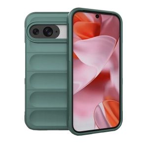 Google Pixel 9 / 9 Pro, Szilikon tok, közepesen ütésálló, 3D minta, sötétzöld