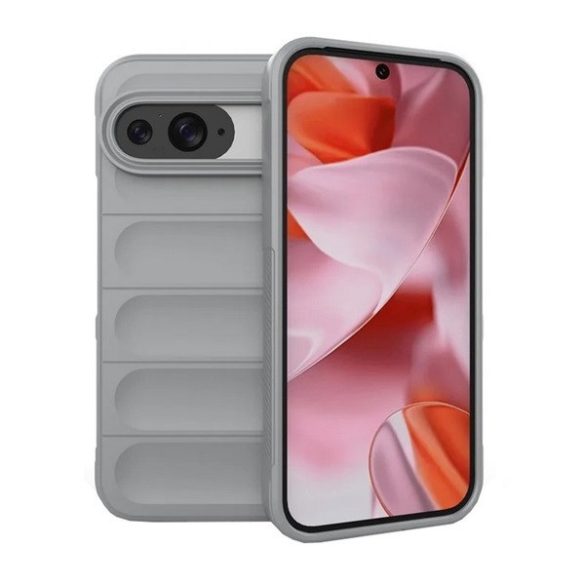 Google Pixel 9 / 9 Pro, Szilikon tok, közepesen ütésálló, 3D minta, világosszürke