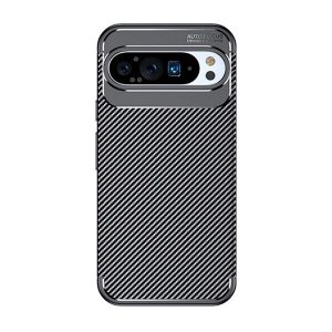 Google Pixel 9 / 9 Pro, Szilikon tok, közepesen ütésálló, légpárnás sarok, karbon minta, fekete