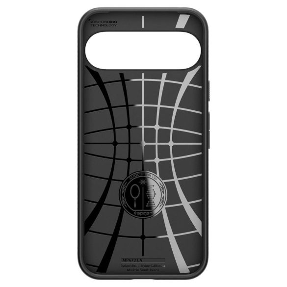 Google Pixel 9 / 9 Pro, Szilikon tok, Spigen Liquid Air, háromszög minta, fekete