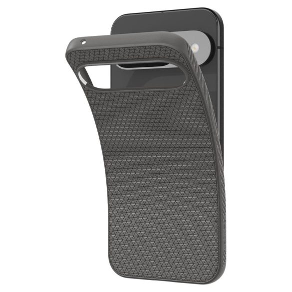 Google Pixel 9 / 9 Pro, Szilikon tok, Spigen Liquid Air, háromszög minta, szürke