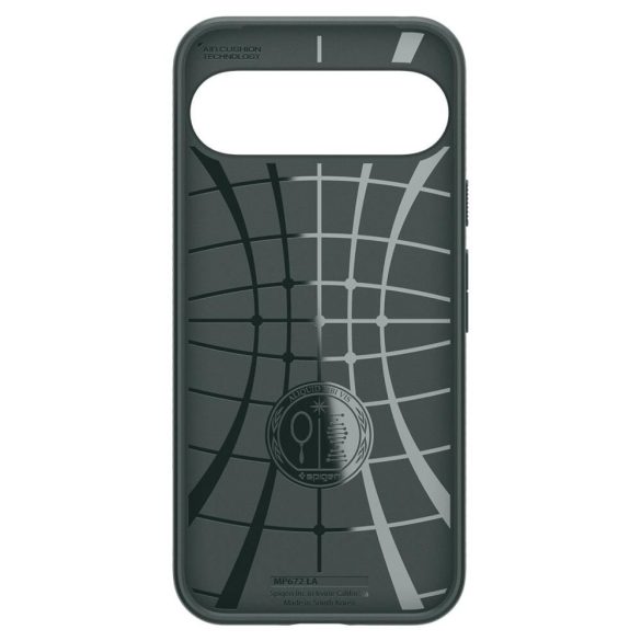Google Pixel 9 / 9 Pro, Szilikon tok, Spigen Liquid Air, háromszög minta, sötétzöld