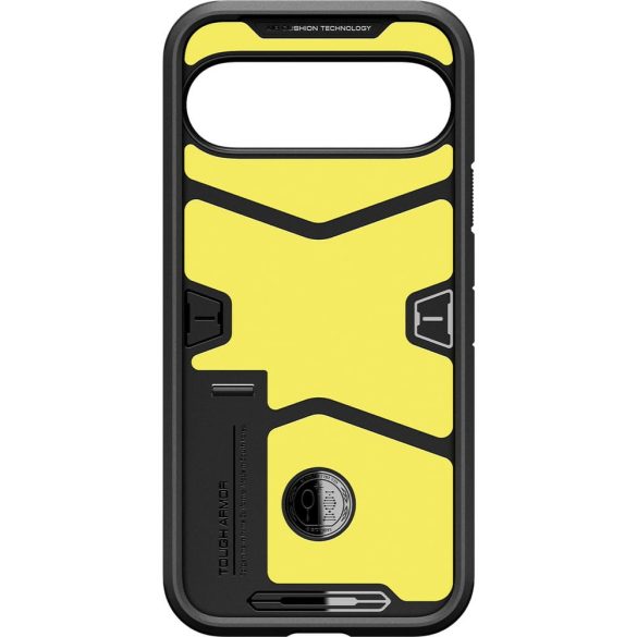 Google Pixel 9 / 9 Pro, Szilikon tok + műanyag hátlap, kitámasztóval, Spigen Tough Armor, fekete