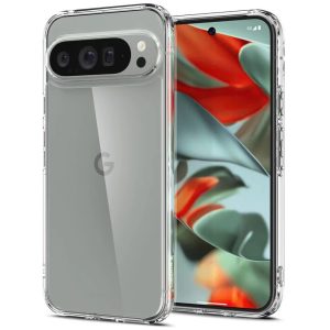 Google Pixel 9 Pro XL, Műanyag hátlap védőtok + szilikon keret, Spigen Ultra Hybrid, átlátszó