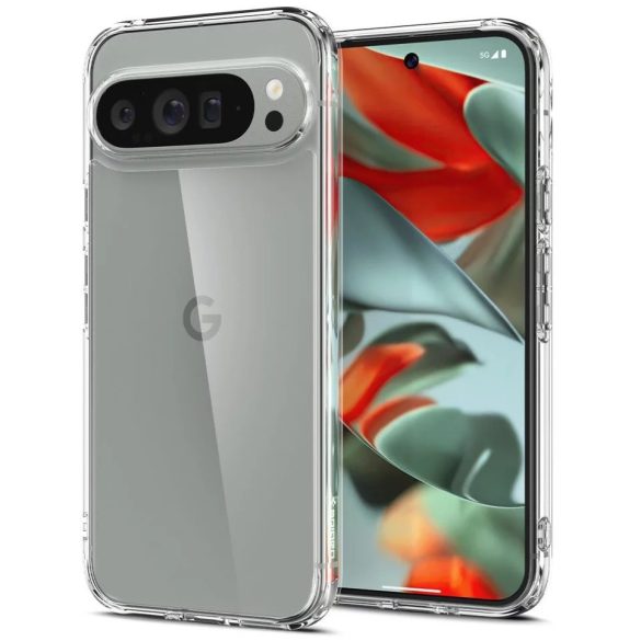 Google Pixel 9 Pro XL, Műanyag hátlap védőtok + szilikon keret, Spigen Ultra Hybrid, átlátszó