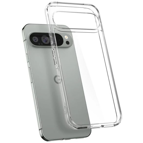 Google Pixel 9 Pro XL, Műanyag hátlap védőtok + szilikon keret, Spigen Ultra Hybrid, átlátszó
