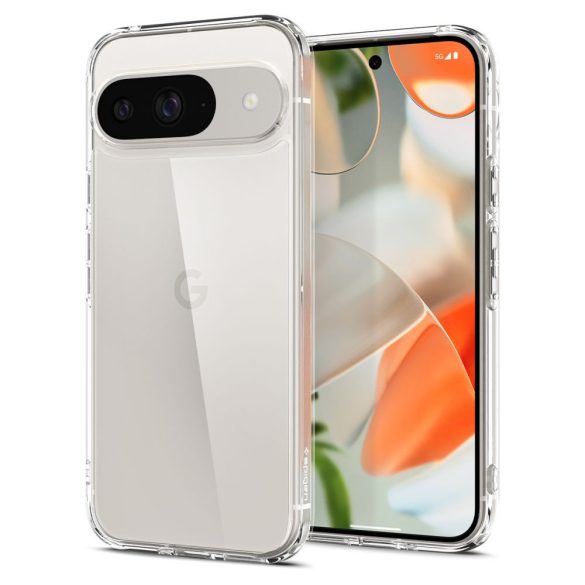 Google Pixel 9 / 9 Pro, Műanyag hátlap védőtok + szilikon keret, Spigen Ultra Hybrid, átlátszó