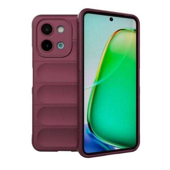 Vivo Y28 4G, Szilikon tok, közepesen ütésálló, 3D minta, bordó